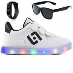 Imagem de Tenis Infantil De Led Casual Escolar Sapatenis Homem Street Calce Facil + Oculos Relogio-Masculino