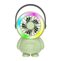 Imagem de Ventilador portátil Astronaut RGB, ventilador portátil silencioso de 3 velocidades, luzes LED de 7 cores, ventilador recarregável operado por bateria de 1200 mAh, para viagens, ao ar livre, dentro de