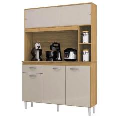 Imagem de Armário de Cozinha 5 Portas 1 Gaveta Duda 120cm Cor Damasco Off White