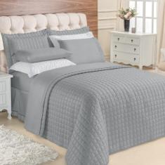 Imagem de Kit Top Line Cobre Leito King 180 Fios + Jogo De Lençol - 7 Peças Cinza