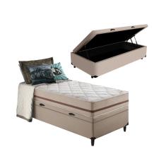 Imagem de Cama Box Baú + Colchão de Solteiro Classic Molas Pocket 78x188x64cm