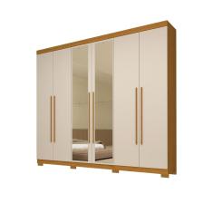 Imagem de Guarda Roupa Casal 6 Portas 100% Mdf Com Espelho Nubia Acp Móveis Cinamomo/Off White