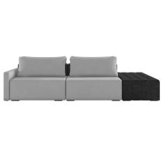 Imagem de Sofá Ilha Modular Living Com Puff 232cm Georgia K04 Veludo Cinza/preto - Mpozenato