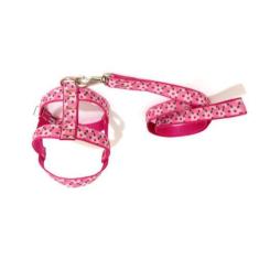 Imagem de Conjunto Guia Peitoral 25mm Rosa Floral Tamanho 6 - Nica Pet