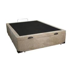 Imagem de Cama Box Baú Casal Suede Bege Com Pistão A Gás