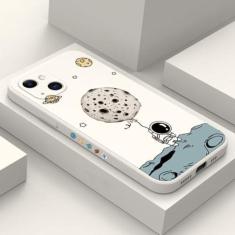 Imagem de Capa de telefone de astronauta do espaço bonito dos desenhos animados para iPhone 15 Capas para iPhone 14 13 12 11 Pro Max XR XS X 7 8 15 Plus Capa de silicone fosca, 7, para iPhone 12