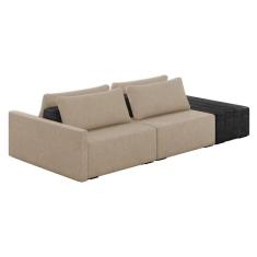 Imagem de Sofá Ilha 2 Lugares Living 252cm Modulado para Sala Lary Linho Bege/PU Pto K01 - D`Rossi