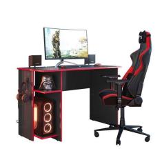 Imagem de Mesa Para Computador Gamer Preto Fosco/Vermelho - Fdecor