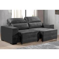 Imagem de Sofá Retrátil Reclinável 2 Lugares Cancun em Veludo Pavia (CINZA)