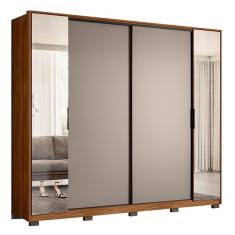 Imagem de Guarda Roupa Casal Laredo 4 Portas Flex com Espelho e Pés - Demartêz Nogueira/Nude Prime tx