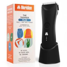 Imagem de MERIDIAN Trimmer Plus Aparador de pelos corporais, protetor ajustável, carregamento USB C, luz de flash, trava de viagem, estação de carregamento, aparador de biquíni, aparador de pelos corporais