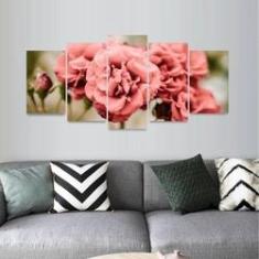 Imagem de Quadro Mosaico Flor 5 Peças 125X60 Floral Decorativo