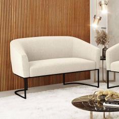 Imagem de Sofá Namoradeira 2 Lugares Base Industrial Preto Stella Bouclê D03 - D`rossi Cor Bege