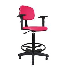 Imagem de Cadeira Caixa Alta Secretária - Balcão - Portaria - Com Braço Corano Pink
