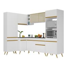 Imagem de Armário De Cozinha Completa De Canto V2050 Branco Dourado