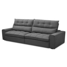 Imagem de Sofá Retrátil Reclinável 4 Lugares 290cm Damy F05 Veludo Grafite - Mpozenato