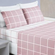 Imagem de Jogo De Lençol King Micropercal 200 Fios Dustin 4 Peças - Rosa - Bia E