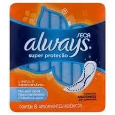 Imagem de Absorvente Always Super Proteção Cobertura Seca sem Abas 8 Unidades