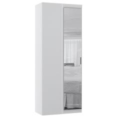 Imagem de Guarda Roupa de Canto Reto Modulado 90cm 1 Porta com Espelho Alpes Luciane Móveis - Branco