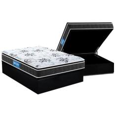 Imagem de Cama Box Baú Casal: Colchão Anatômico Probel D28 Guarda Costas Premium Multi Firme Base Suede Black