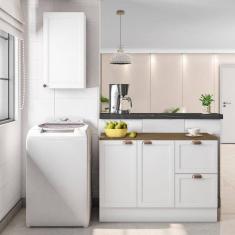 Imagem de Cozinha Modulada 2 Peças 3 Portas 2 Gavetas Balcão com Tampo Unna Branco