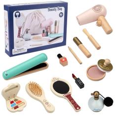 Imagem de Conjunto de brinquedos de maquiagem Emorefun Wooden Pretend Play para meninas de 4 a 7 anos