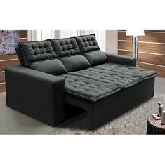 Imagem de Sofá 3 Lugares Retrátil e Reclinável Cama Inbox Slim 2,00m Velusoft Cinza