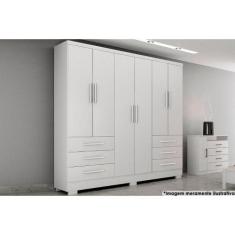 Imagem de Guarda Roupa Solteiro 6 Portas E 6 Gavetas C/Pés Encant Branco - Novo