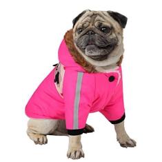 Imagem de Queenmore Casacos de cachorro forrados com lã para cães grandes, casaco de inverno refletivo quente para cães com mangas, jaqueta de neve impermeável para clima frio com capuz para cães grandes