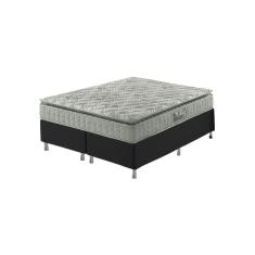 Imagem de Cama Box Queen Preto + Colchão Ortopedico Espuma D33 Pillow Top Hanover One 158X198x59cm