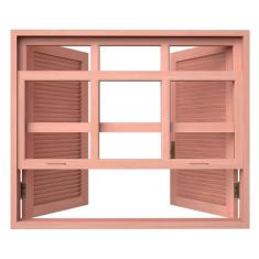 Imagem de Janela Veneziana em Madeira Maciça 80 x 100 Cm Caixilhos Guilhotina Eucalipto Natural Made