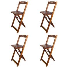 Imagem de Kit 4 Banquetas Bistrô Dobrável Madeira Personalizada Jack Imbuia - Cor: Marrom