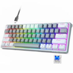 Imagem de Teclado para jogos aula 60 por cento com fio mecânico rgb azul