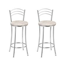 Imagem de KIT 2 Banquetas Cromadas BC26-B E503 Cromado/Bege