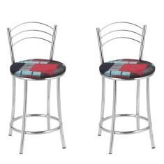 Imagem de KIT 2 Banquetas Cromadas Bc26-c - E522 Cromado/Estampado