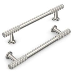 Imagem de KNOKLOCK Pacote com 10 puxadores de armário de cozinha de 128 mm (5 pol.) Puxadores de armário de cozinha de níquel acetinado escovado puxadores de gaveta para armário de guarda-roupa