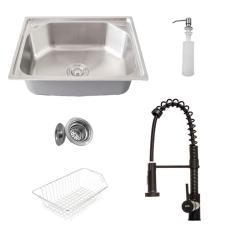 Imagem de Kit Cuba Pia Gourmet Luxo Prizi Aço Inox 304 43X57cm Kit Com