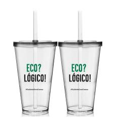Imagem de Kit 2 Copos Com Tampa E Canudo Eco Eco-Logico