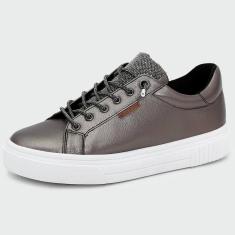 Imagem de Tênis Casual Feminino Flatform Metalizado Strass Brilho