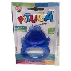 Imagem de Mordedor Massageador Simples Figuras Ultra Macio Infantil Pituca Baby Infantil Dentição Coelho Azul