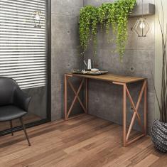 Imagem de Mesa Aparador Zurik Buffet Balcão Cozinha Sala Escritório Ferro Bronze Tampo Marrom - Ahazzo Móveis