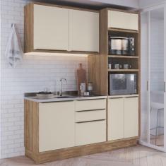 Imagem de Cozinha Compacta 3 Peças 6 Portas 3 Gavetas com Divisor de Talheres 2 Nichos para Forno Viena