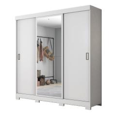 Imagem de Guarda-roupa Com 3 Portas De Correr E Espelho Branco Nt5020 Notável Móveis Branco