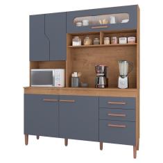 Imagem de Armario Cozinha Monaco New Com 5 Portas E 3 Gavetas Canelato-grafite Canelato-grafite