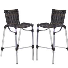 Imagem de Kit 2 Banquetas Alumínio Fortaleza Alta Para Pedra Ferro