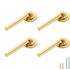 Imagem de Evionlin Pacote com 4 maçanetas de latão escovado sólido puxador puxador de lágrima design pendurado para armários gaveta porta móveis decorativos parafusos incluídos