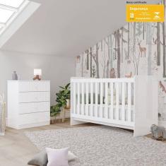 Imagem de Quarto de Bebê Berço Mini Cama com Cômoda Sonho Encantado Espresso Móveis Branco