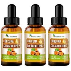 Imagem de KIT 3X Cúrcuma + Colágeno Tipo II em Gotas 30ml - Flora Nativa Sabor:Laranja
