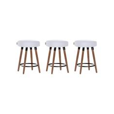 Imagem de Kit 3 Bancos Moderno Pé Palito Roma Slim Branco 50cm