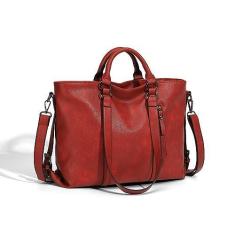 Imagem de Ipoouer Bolsa feminina de couro, bolsa Hobo, ombro, trabalho, alça superior, bolsa grande, Vermelho, Large